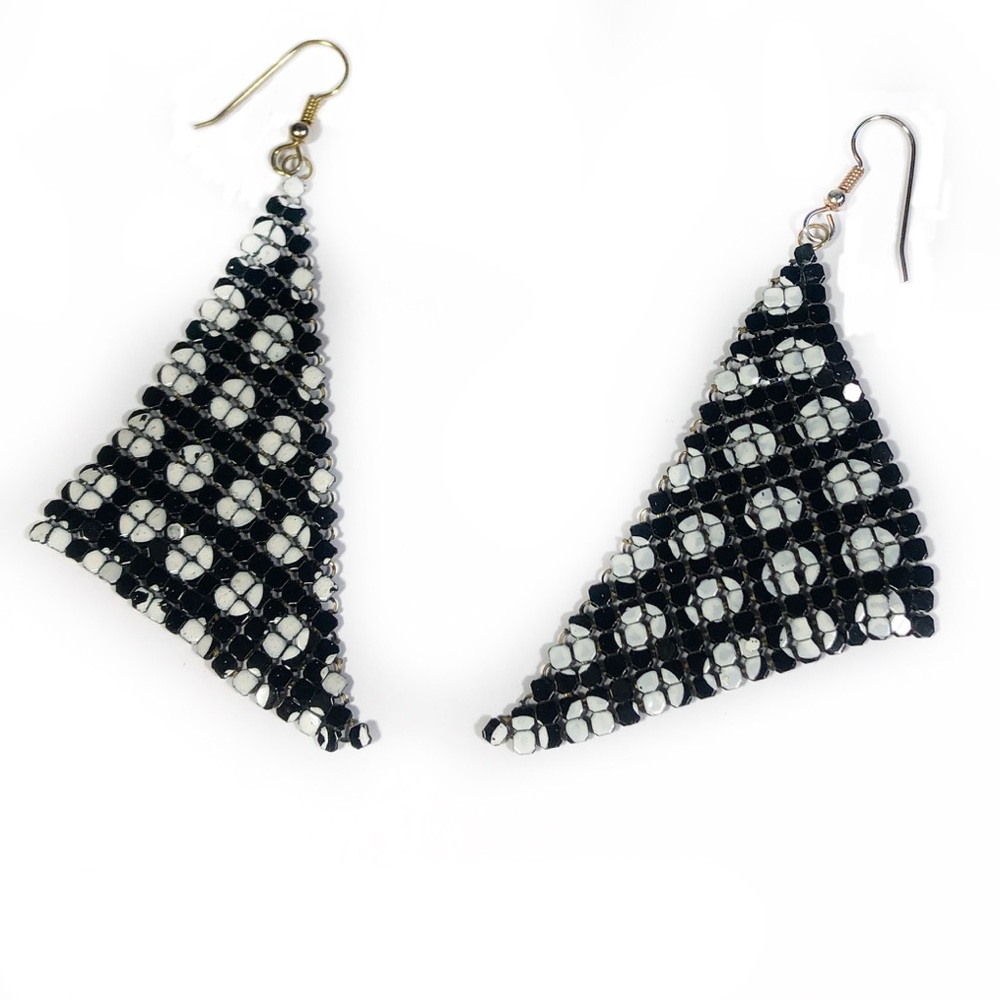 Beaded Geometric Dangle Earrings - image 1